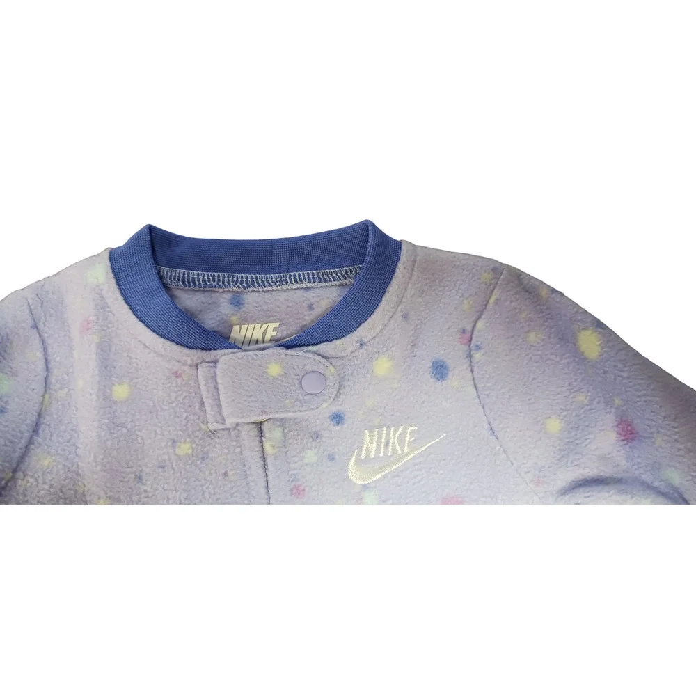 Nike Baby Girls Dot-Print Fleece Footie Coverall Purple Pulse Sleepwear 9 Months